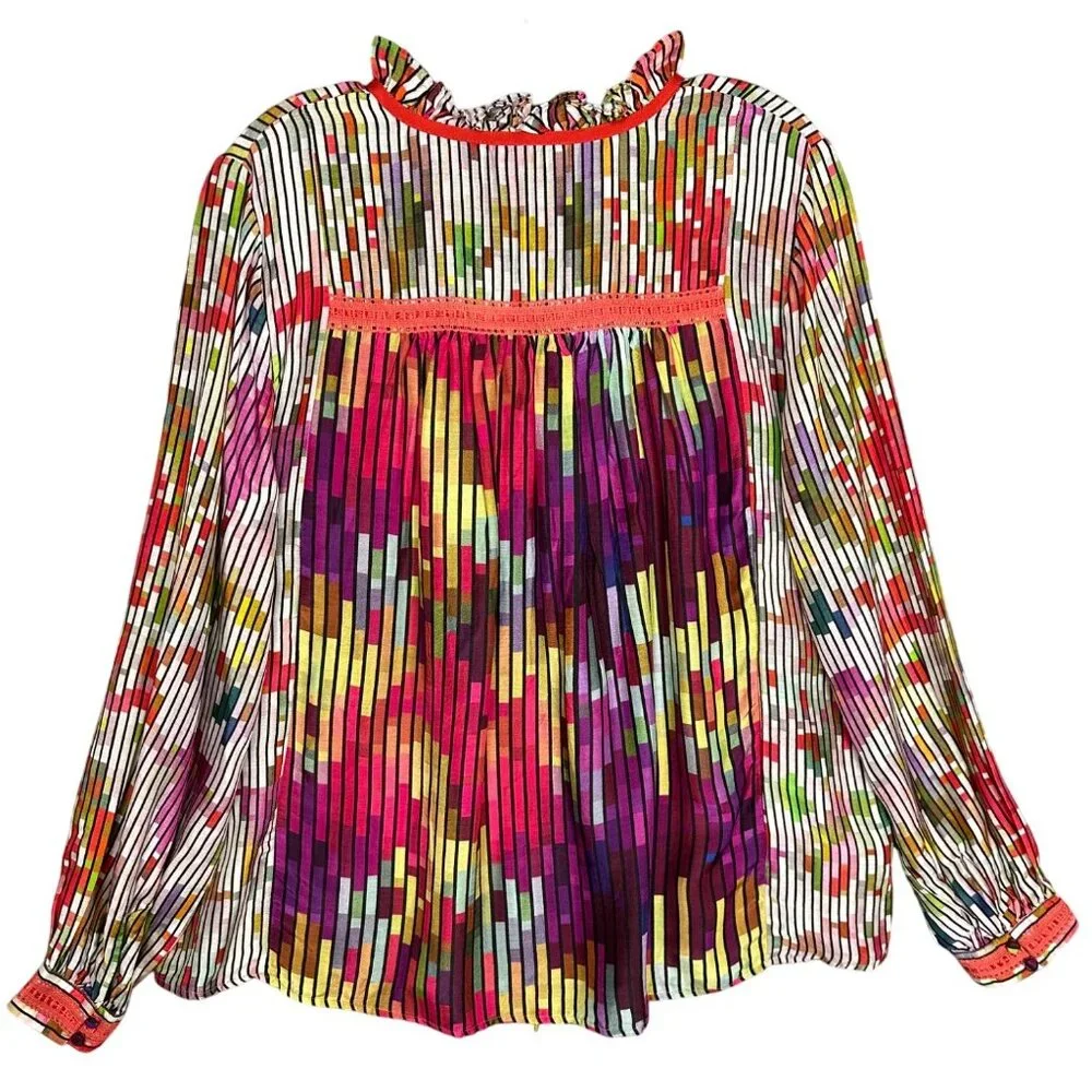 Anthropologie Conditions Apply Top Small Colorful Peasant Boho Poet Cottage - Picture 4 of 14